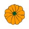 Vector color pumpkin in flat style, isolated. Top view. Symbol Halloween, autumn, crop, thanksgiving day, fruitful year