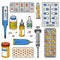 Vector color set of medical items