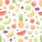Vector color veggy fruit seamless pattern. Modern style flat tile of fruits isolated on white background. Design for web,