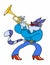 Vector colored drawing of a funny cat isolated on white. Cartoon character cat musician. A cat from the Bremen Town Musicians