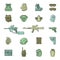 Vector colored paintball or airsoft icon set
