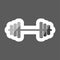 Vector colored sticker image dumbbells. White vector icon. Lay