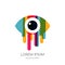 Vector colorful abstract eye logo, sign, emblem design element. Design concept for optical, glasses shop, makeup.