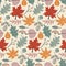 Vector colorful autumn natural seamless pattern with fall leaves and berries.