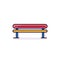 Vector of a colorful bench with a vibrant red and yellow seat
