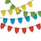 Vector colorful bunting decoration, garland, pennants on a rope for birthday party, carnaval, festival, celebration