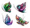 Vector colorful butterfly set with four elements