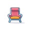 Vector of a colorful chair with a pink and yellow seat