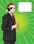 Vector colorful comic style illustration of a handsome man drinking champagne at Christmas corporate party.