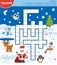 Vector colorful crossword in Russian about winter animals