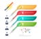 Vector colorful dart arrow like options banner with people icons