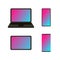 Vector colorful different devices icons set isolated on white background, minimal design technology signs, simple icon.