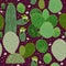 Vector colorful floral seamless pattern with various cacti on dark purple background