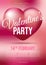 Vector colorful flyer, cover presentation of Valentines party with big heart in pink color