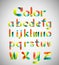 Vector colorful font. colorful ribbon alphabet. Lowercase a-z. Vector illustration.