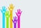 Vector colorful hands mobile internet infographics