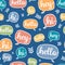 Vector Colorful Hello Speech Bubble Seamless Pattern