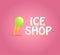 Vector colorful ice cream store logo design on pink background.