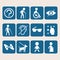 Vector colorful icon set of access signs for physically disabled people