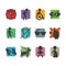 Vector colorful icon set of access signs for physically disabled people