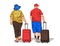 Vector colorful illustration of an adult european couple walking with a luggage.