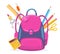 Vector colorful illustration of big pink girly backpack with cal