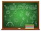Vector colorful illustration of school chalkboard with welcome inscription and kids drawings isolated from white background