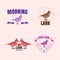 Vector colorful logo set with desert Crested lark bird