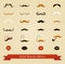 Vector colorful mustache icon set