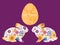 Vector colorful oriental flowers bunny rabbit