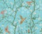 Vector colorful pattern with birds and flowers. Hummingbirds and flowers, retro style, floral backdrop. Spring, summer