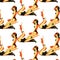 Vector colorful  pattern with hand drawn illustration of girls in swimsuit and knee socks isolated.