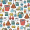 Vector colorful pattern on the theme of cleaning services, putting things in order, purity. Colorful background with cartoon