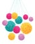 Vector Colorful Pom Poms Bunch Hanging Decorative Element. Great for nursery room, handmade cards, invitations, baby