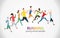 Vector colorful poster with illustration marathon running people