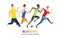 Vector colorful poster with illustration marathon running people