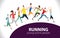 Vector colorful poster with illustration marathon running people