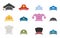 Vector colorful professions hats icons