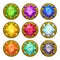 Vector colorful round golden amulets