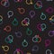 Vector colorful seamless pattern on a black background. Gender sexual signs and heart.