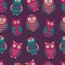 Vector colorful seamless pattern with cute different owls