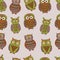 Vector colorful seamless pattern with different owls