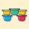 Vector of colorful stacked bowls on a white background