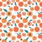 Vector colorful tasty trendy peaches seamless pattern on light background.