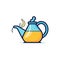 Vector of a colorful teapot with a whimsical moon design