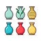 Vector of colorful vases arranged in a set