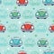 Vector Colorful Vintage Cars Seamless Pattern