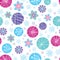 Vector colorful winter holiday abstract ornaments and snowflakes seamless repeat pattern background. Great for holiday