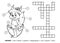 Vector colorless crossword. Squirrel jumping rope