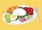 Vector colourful Malaysian food Nasi Lemak illustration.